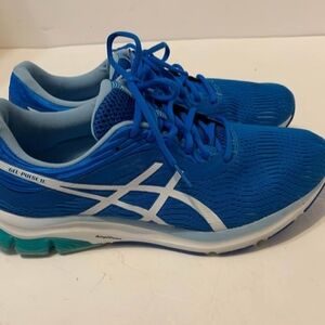 Asics Blue and White Athletic Shoes with Modern Design